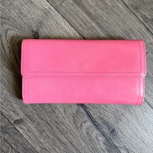 Monsac Original Pink Leather Wallet – Snap Closure, Multiple Card Slots